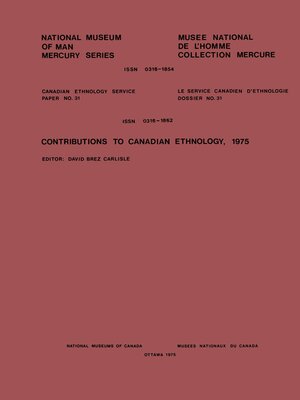 cover image of Contributions to Canadian ethnology, 1975